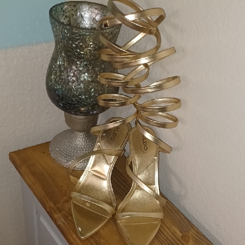 Aldo Metallic Gold Strappy Heels